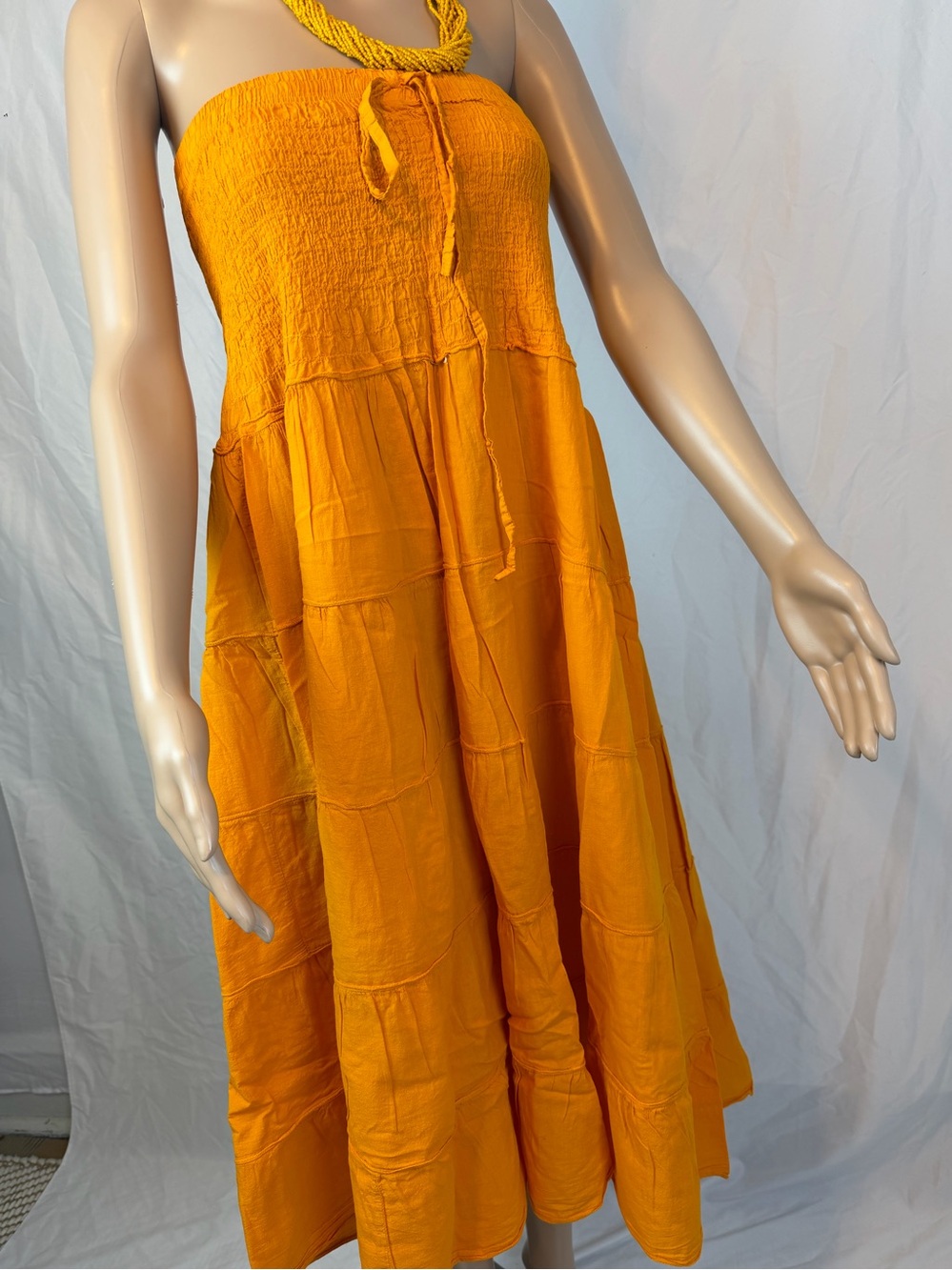 Strapless Tiered Maxi Dress - Golden Orange